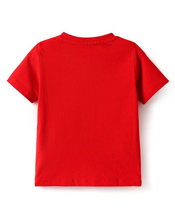 Babyhug Cotton Knit Half Sleeves T-Shirt With Its My Favourite Season Text Print - Red
