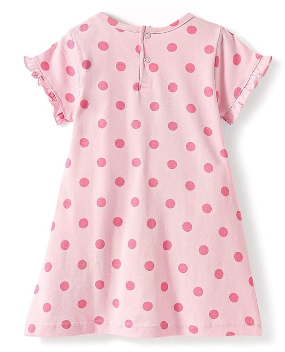 Babyhug Disney Single Jersey Knit Half Sleeves Nighty with Minnie Mouse Graphics - Pink