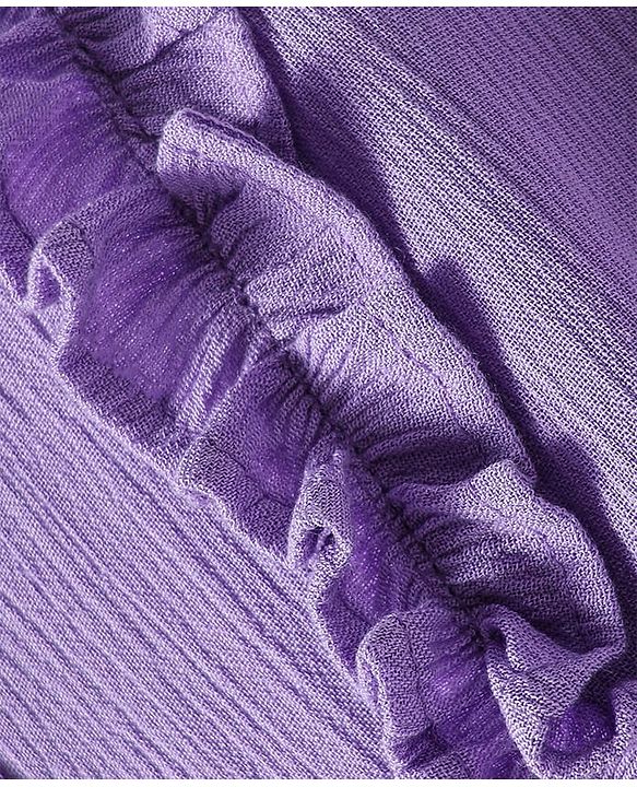 Babyhug Cotton Knit Half Sleeves Tops With Frill Detailing - Purple