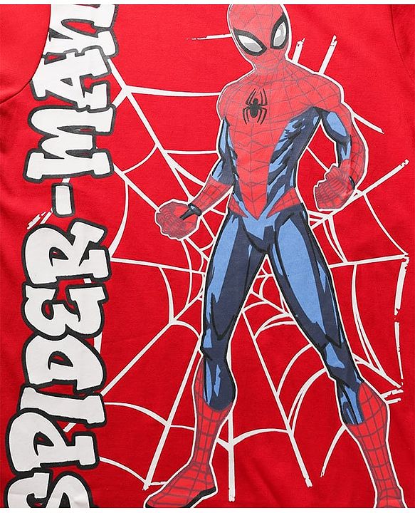 Pine Kids Marvel Single Jersey Knit Half Sleeves T-Shirt with Spider-Man Graphics - Red