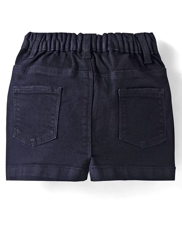 Babyhug Mid Thigh Length Denim Skirt with Fruit Embroidery - Black