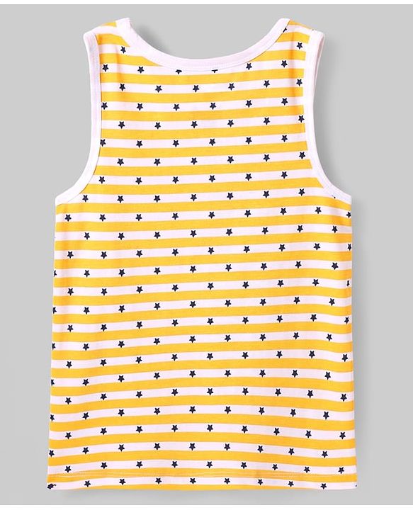 Pine Kids Cotton Lycra Knit Sleeveless Vest with Star Print Pack of 3 - (Colour May Vary)