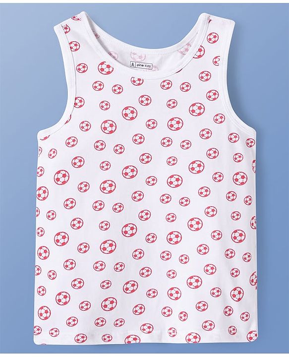 Pine Kids Cotton Lycra Knit Sleeveless Sando Vests With Football Print Pack of 3 (Color May Vary)