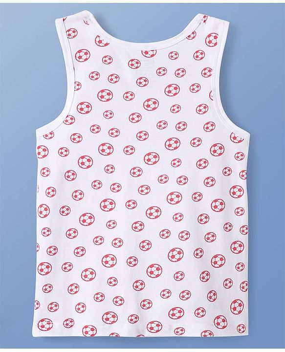 Pine Kids Cotton Lycra Knit Sleeveless Sando Vests With Football Print Pack of 3 (Color May Vary)