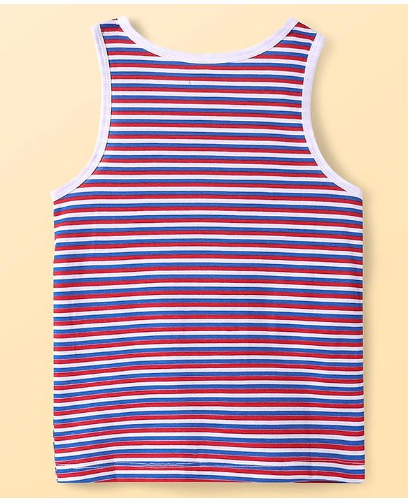 Pine Kids Cotton Lycra Knit Sleeveless Vests with Stripes & Cars Print (Colour May Vary)