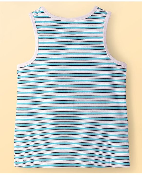 Pine Kids Cotton Lycra Knit Sleeveless Vests With Stripes & Tree Print Pack Of 3 (Colour May Vary)