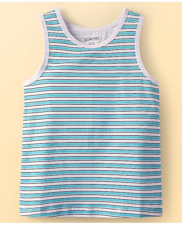 Pine Kids Cotton Lycra Knit Sleeveless Vests With Stripes & Tree Print Pack Of 3 (Colour May Vary)
