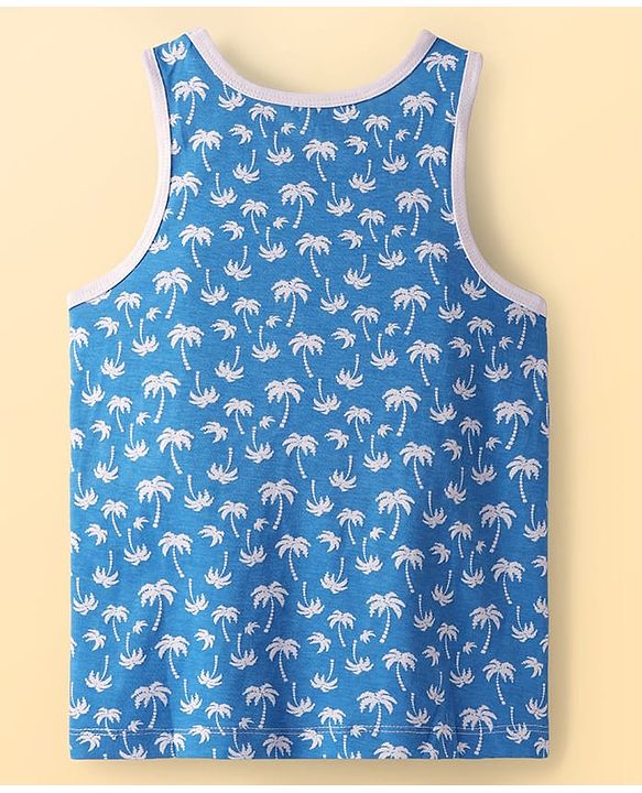 Pine Kids Cotton Lycra Knit Sleeveless Vests With Stripes & Tree Print Pack Of 3 (Colour May Vary)