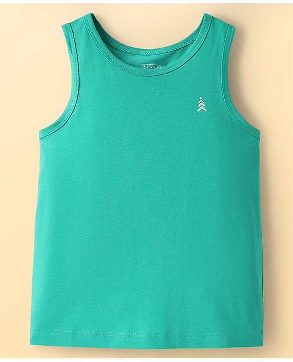Pine Kids Cotton Lycra Knit Sleeveless Vests With Stripes & Tree Print Pack Of 3 (Colour May Vary)