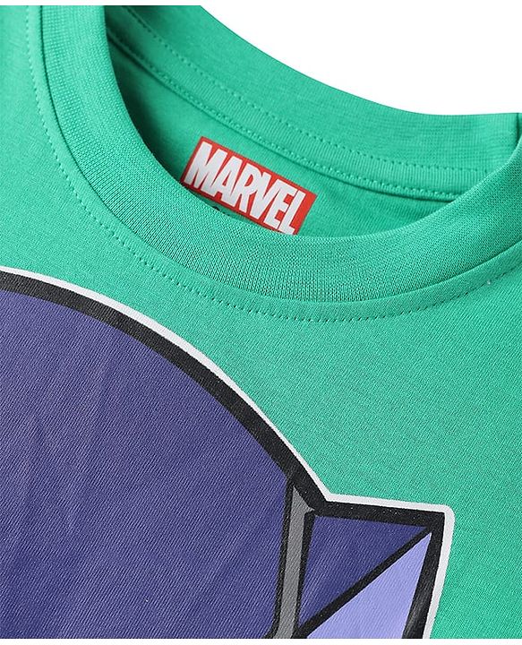 Pine Kids Marvel Single Jersey Knit Half Drop Shoulder Sleeves Oversized T-Shirt with Black Panther Graphics & Badge Detailing - Mint