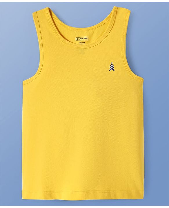 Pine Kids Cotton Lycra Knit Sleeveless Solid Sando Vests Pack of 3 (Color May Vary)