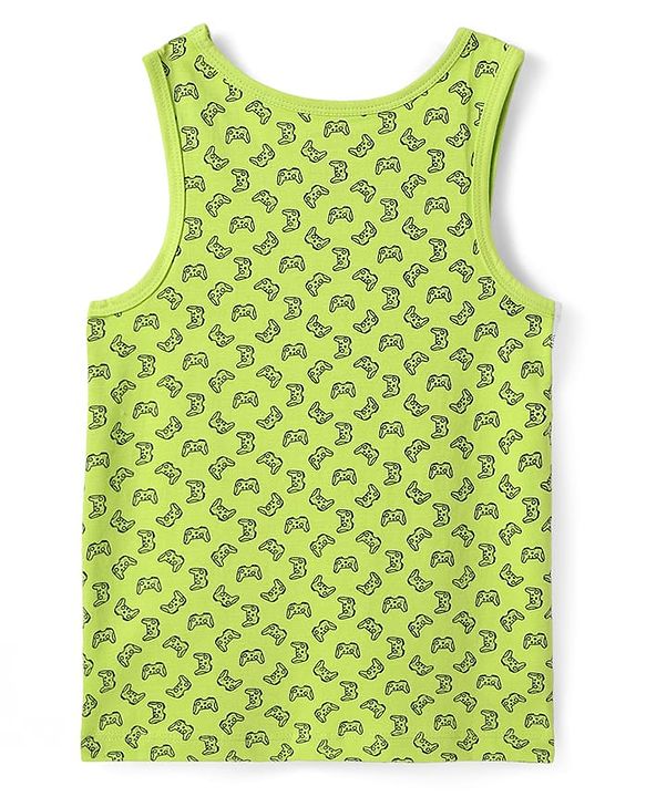 Pine Kids Cotton Lycra Knit Sleeveless Vests with Stripes & Gaming Controller Print Pack of 3 (Colour May Vary)