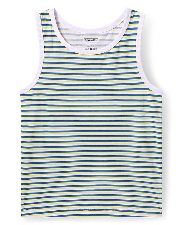 Pine Kids Cotton Lycra Knit Sleeveless Vests with Stripes & Gaming Controller Print Pack of 3 (Colour May Vary)