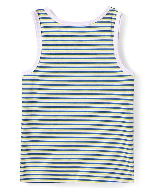 Pine Kids Cotton Lycra Knit Sleeveless Vests with Stripes & Gaming Controller Print Pack of 3 (Colour May Vary)