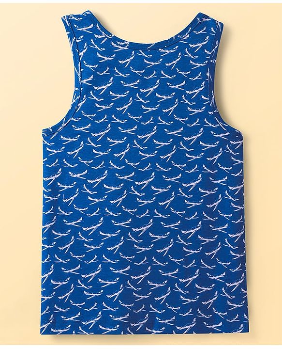 Pine Kids Cotton Lycra Knit Sleeveless  Vests With Aeroplane Print Pack of 3 (Color May Vary)
