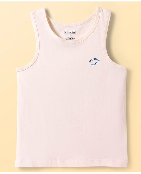 Pine Kids Cotton Lycra Knit Sleeveless  Vests With Aeroplane Print Pack of 3 (Color May Vary)