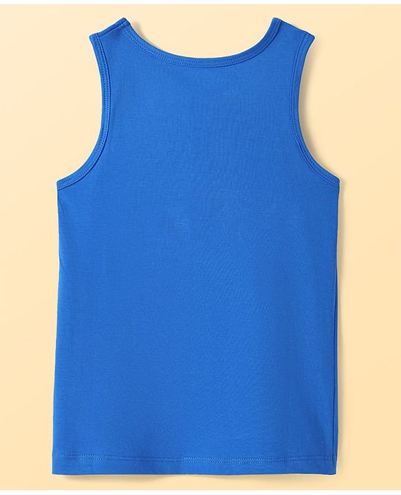 Pine Kids Cotton Lycra Knit Sleeveless Vest with Logo Print Pack of 3 (Colour May Vary)