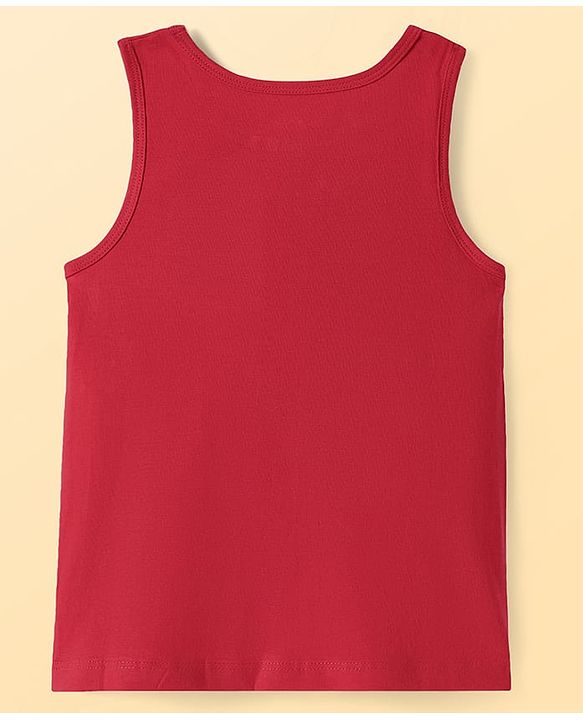 Pine Kids Cotton Lycra Knit Sleeveless Vest with Logo Print Pack of 3 (Colour May Vary)