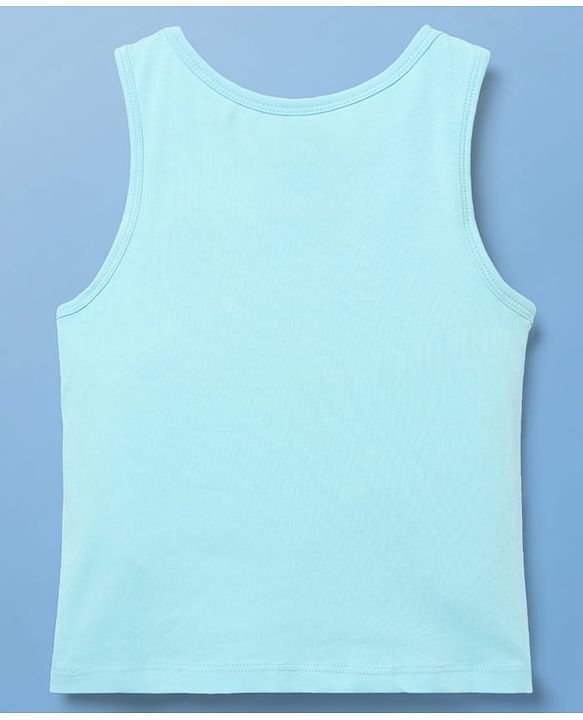 Pine Kids Cotton Lycra Knit Sleeveless Heart Printed & Solid Coloured Vests Pack Of 3 - Light Blue Red & White