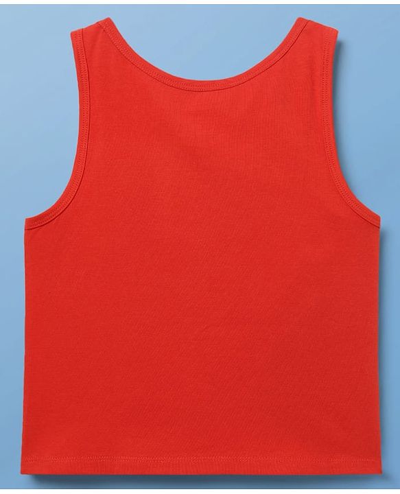 Pine Kids Cotton Lycra Knit Sleeveless Heart Printed & Solid Coloured Vests Pack Of 3 - Light Blue Red & White