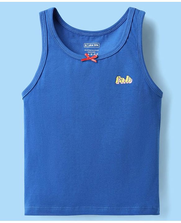 Pine Kids Cotton Lycra Knit Sleeveless Vests With Text Print Pack Of 3 (Colour May Vary)