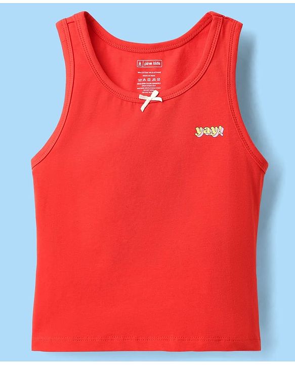 Pine Kids Cotton Lycra Knit Sleeveless Vests With Text Print Pack Of 3 (Colour May Vary)