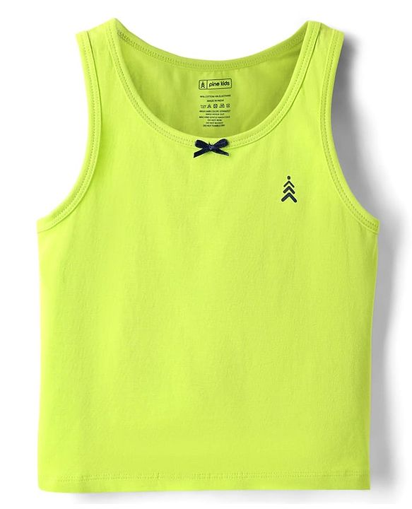 Pine Kids Cotton Lycra Knit Sleeveless Solid Colour Vests Pack Of 3 (Colour May Vary)