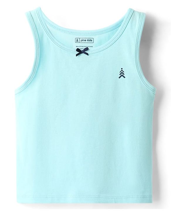 Pine Kids Cotton Lycra Knit Sleeveless Solid Colour Vests Pack Of 3 (Colour May Vary)