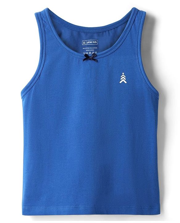 Pine Kids Cotton Lycra Knit Sleeveless Solid Colour Vests Pack Of 3 (Colour May Vary)