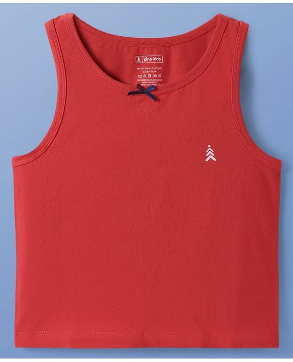Pine Kids Cotton Lycra Knit sleeveless Solid Colour Vests Pack Of 3 (Colour May Vary)