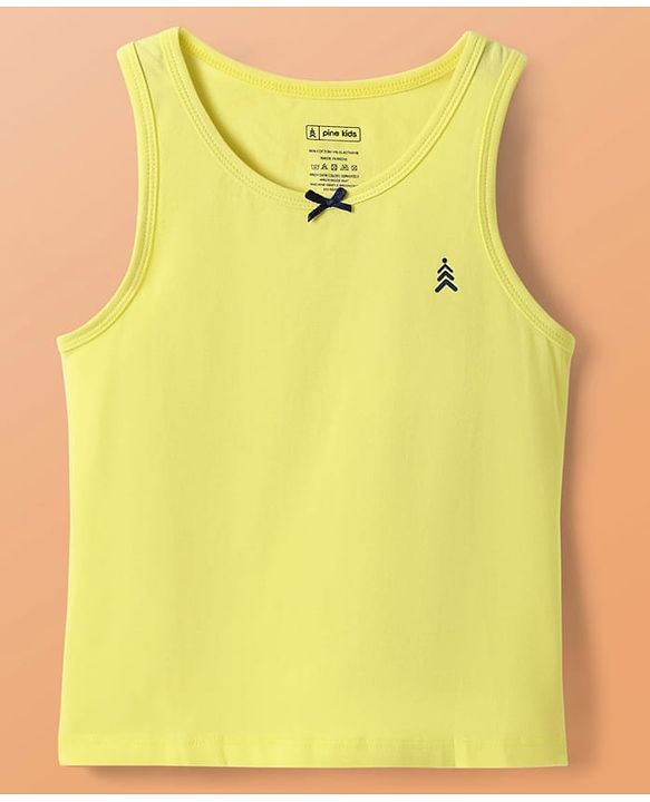 Pine Kids Cotton Lycra Knit Sleeveless Solid Colour Vests Pack Of 3 (Colour May Vary)