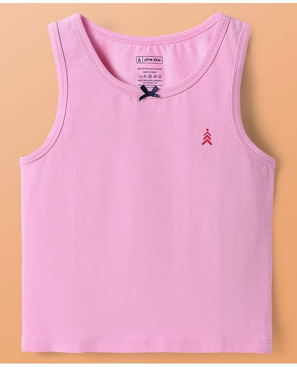 Pine Kids Cotton Lycra Knit Sleeveless Solid Colour Vests Pack Of 3 (Colour May Vary)