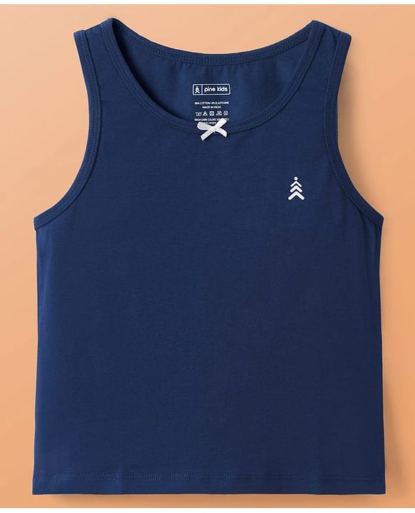 Pine Kids Cotton Lycra Knit Sleeveless Solid Colour Vests Pack Of 3 (Colour May Vary)