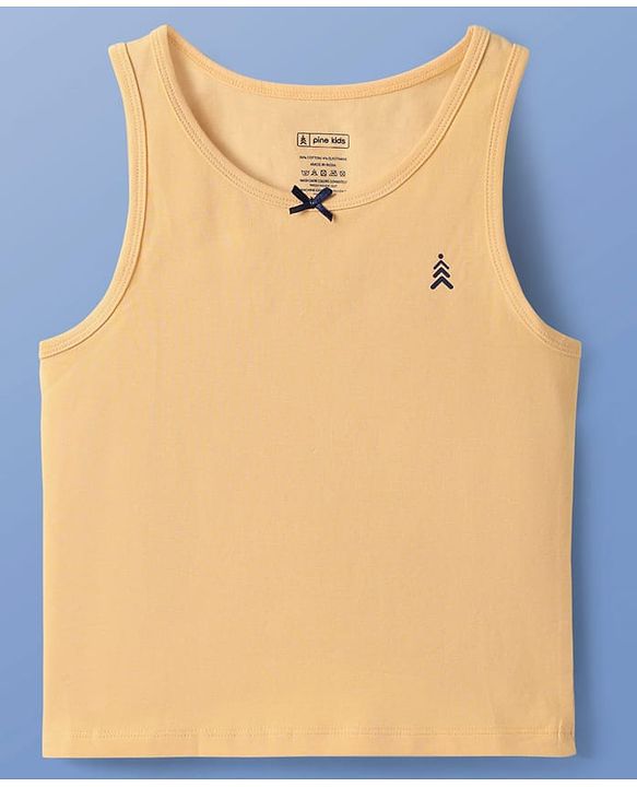 Pine Kids Cotton Lycra Knit Sleeveless Solid Colour Vests Pack Of 3 (Colour May Vary)