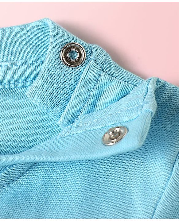 Babyhug Cotton Knit Half Sleeves T-Shirts with Animal Print & Stripes Pack of 3 - Light Blue & White