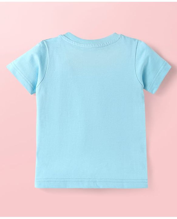 Babyhug Cotton Knit Half Sleeves T-Shirts with Animal Print & Stripes Pack of 3 - Light Blue & White