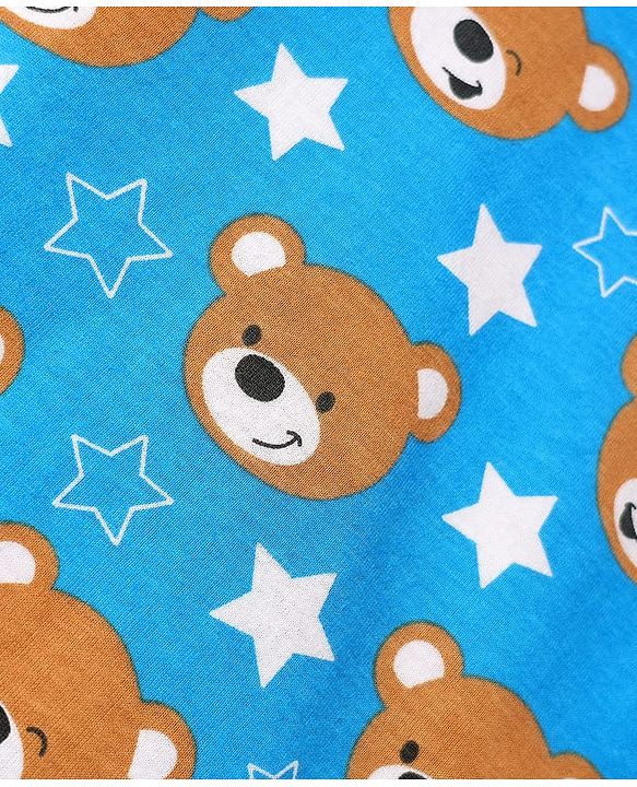 Babyhug Cotton Knit Half Sleeves T-Shirt with Bear Print - Blue