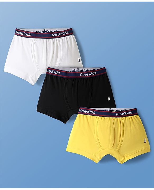 Pine Kids Cotton Elastane Knit Trunks Pack Of 3 (Colour May Vary)