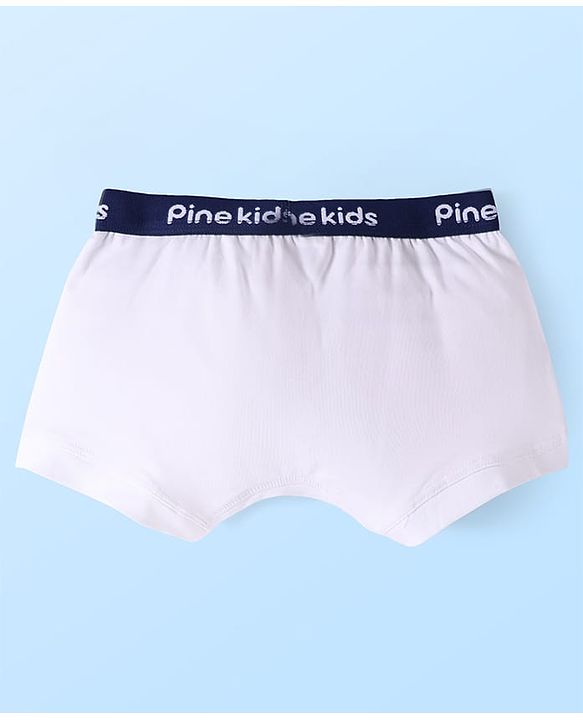 Pine Kids Cotton Knit Solid Trunks with Logo Embroidery Pack of 3 (Colour May Vary)
