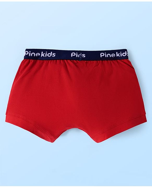 Pine Kids Cotton Knit Solid Trunks with Logo Embroidery Pack of 3 (Colour May Vary)