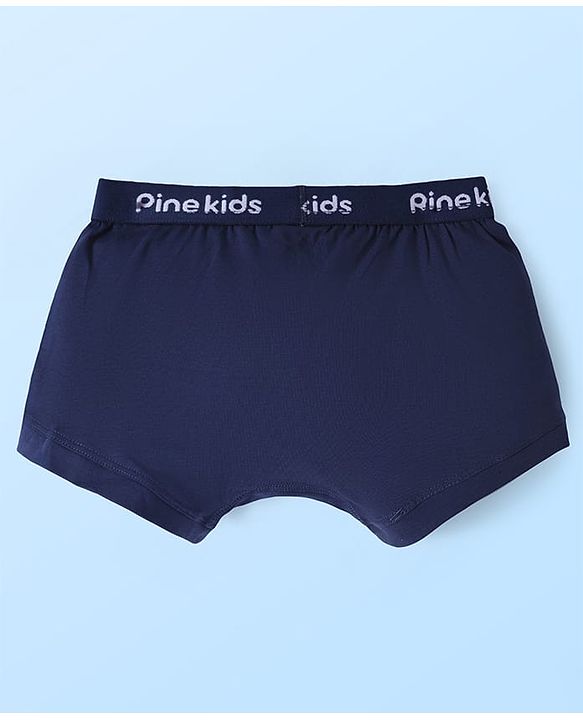 Pine Kids Cotton Knit Solid Trunks with Logo Embroidery Pack of 3 (Colour May Vary)