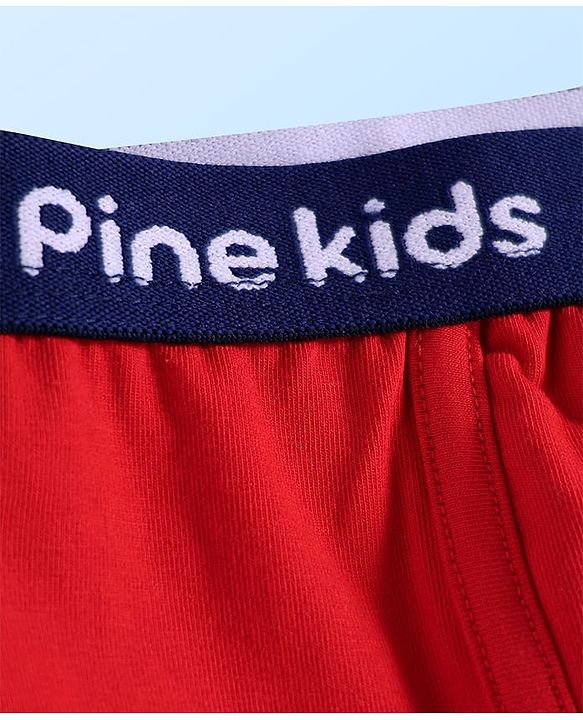 Pine Kids Cotton Knit Solid Trunks with Logo Embroidery Pack of 3 (Colour May Vary)