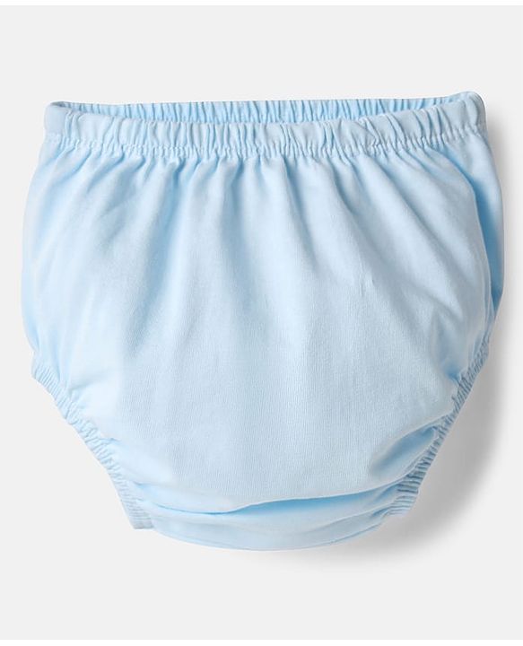 Babyhug Single Jersey Knit Sleeveless Solid Frock With Bloomer - Light Blue