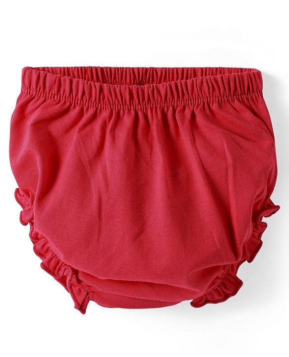 Babyhug Single Jersey Knit Solid Colour Sleeveless Frock With Bloomers - Red