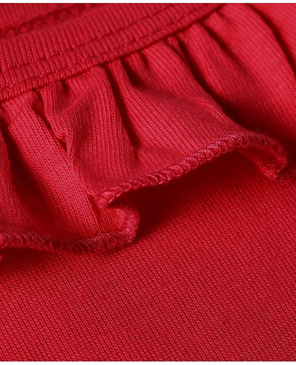 Babyhug Single Jersey Knit Solid Colour Sleeveless Frock With Bloomers - Red