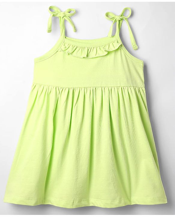 Babyhug Single Jersey Knit Sleeveless Solid Frock With Bloomer - Light Green