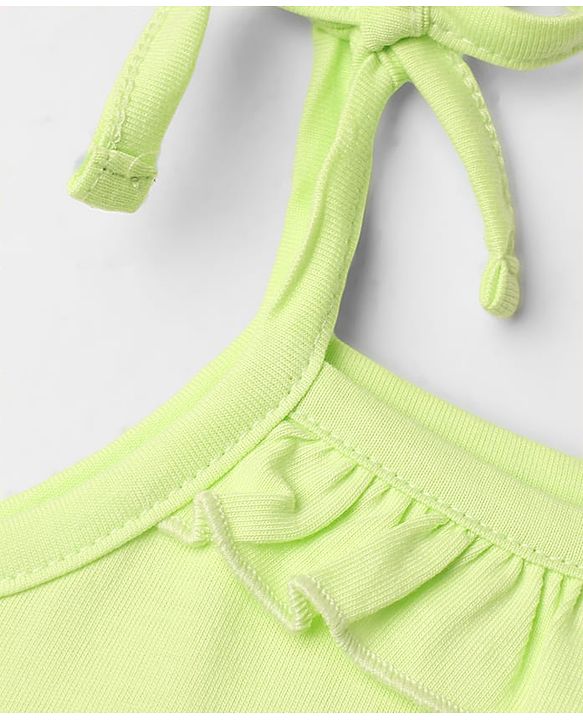 Babyhug Single Jersey Knit Sleeveless Solid Frock With Bloomer - Light Green