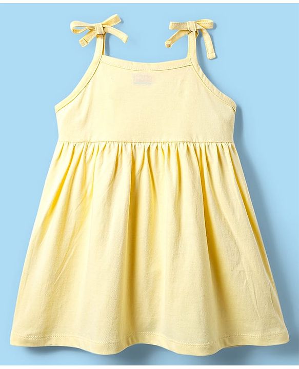 Babyhug Single Jersey Knit Sleeveless Solid Frocks with Bloomer - Cream