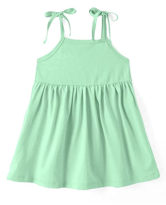 Babyhug Single Jersey Knit Solid Colour Sleeveless Frock With Bloomer - Light Green