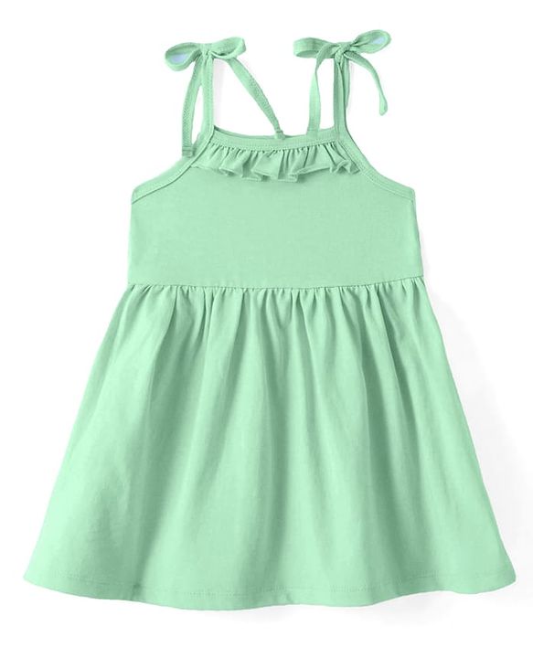 Babyhug Single Jersey Knit Solid Colour Sleeveless Frock With Bloomer - Light Green